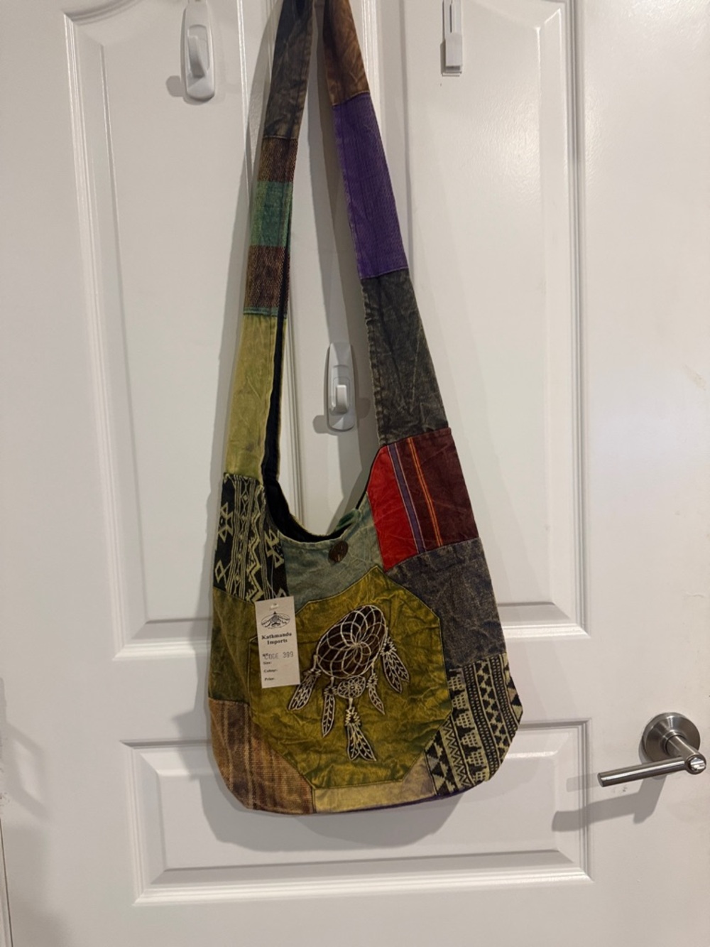 Kathmandu Multicolor Patchwork Crossbody Bag with Dreamcatcher Motif